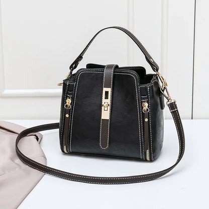 PU Leather Bucket Bag for Women – Small Crossbody Shoulder Handbag
