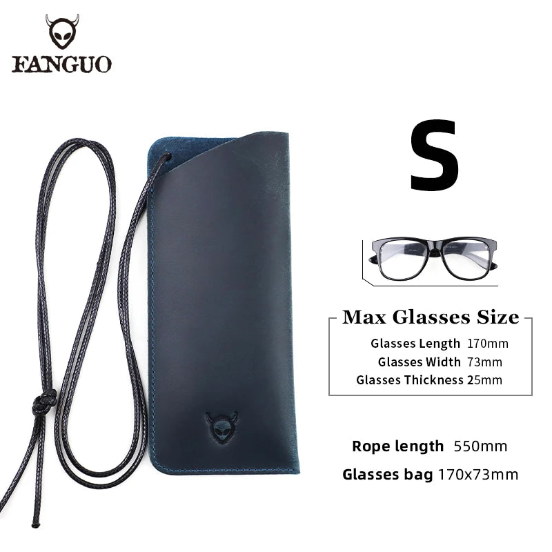 Genuine Leather Glasses Case with Lanyard – Handmade Sunglasses Pouch