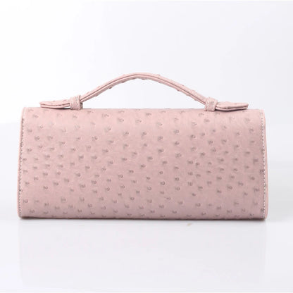 Ostrich Pattern Long Clutch Bag – PU Leather Party Handbag