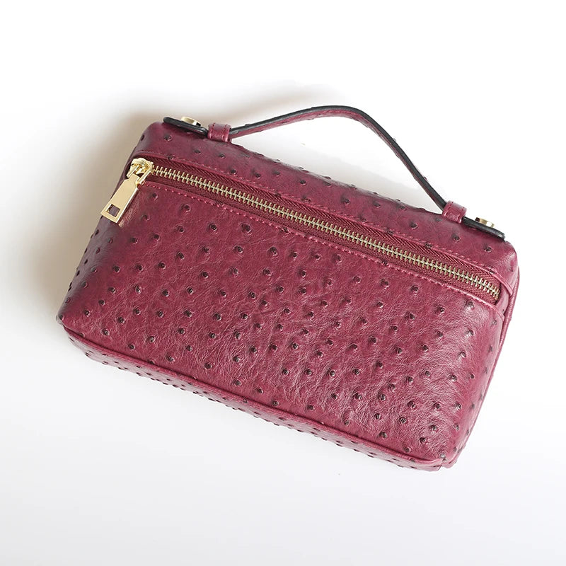 Embossed Leather Makeup Bag – Women's Exotic Pattern Clutch