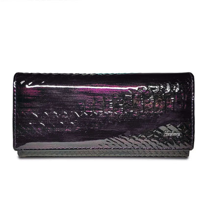 Genuine Leather Alligator Patent Women's Long Clutch Wallet
