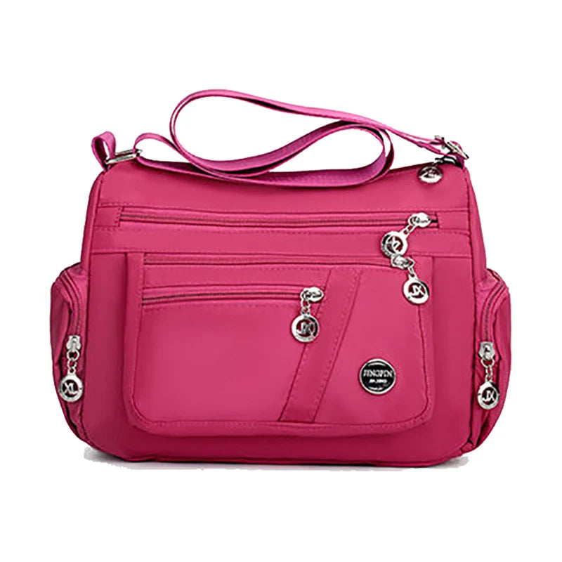 Waterproof Oxford Crossbody Bag – Multi-Zipper Women's Bag