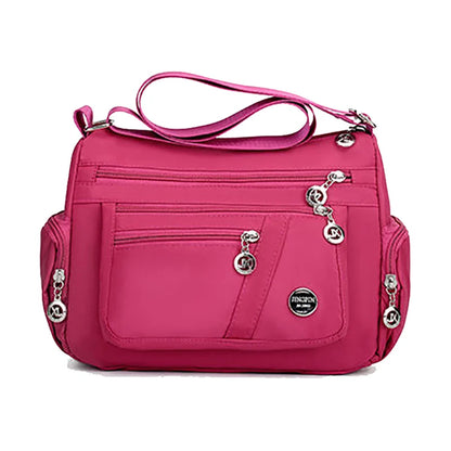 Waterproof Oxford Crossbody Bag – Multi-Zipper Women's Bag