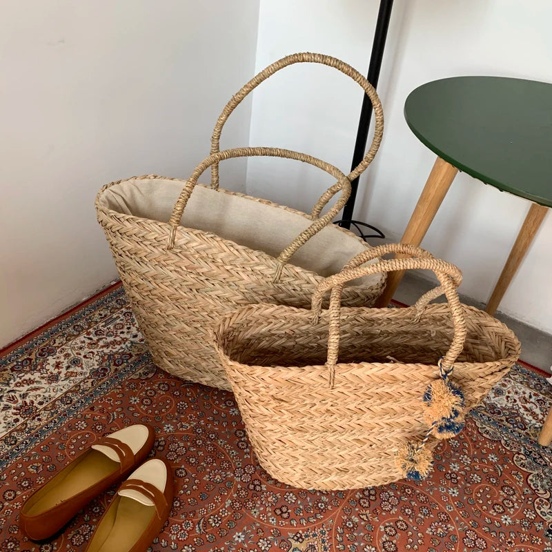 Weave Large Tote Bag 2021 Summer Straw Women S Designer Handbag Capacity Beach Travel Basket