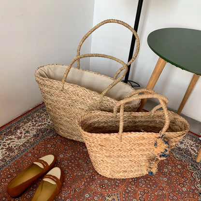 Weave Large Tote Bag 2021 Summer Straw Women S Designer Handbag Capacity Beach Travel Basket