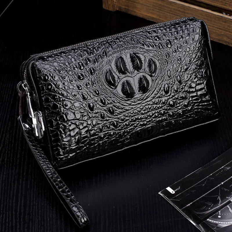 Crocodile Pattern Genuine Leather Clutch Bag
