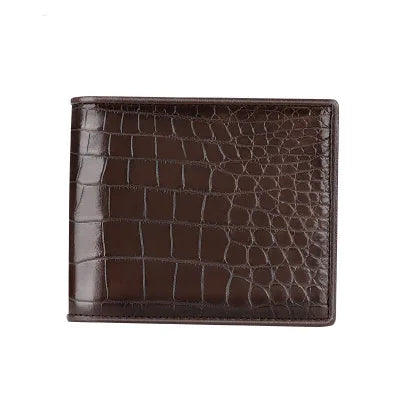 Crocodile Leather Men's Short Wallet with Multi-Card Slots