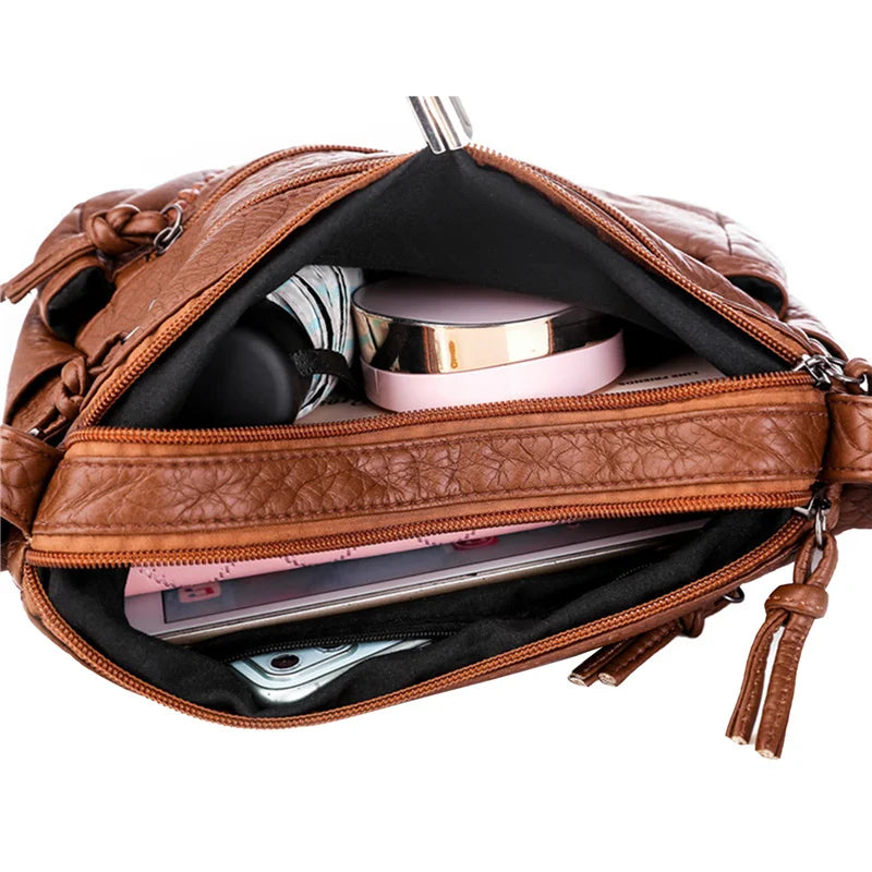 Soft PU Leather Crossbody Bag for Women – Lightweight Multi-Pocket Shoulder Purse