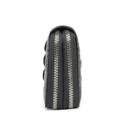 Men's Crocodile Leather Long Wallet Double Zipper Clutch