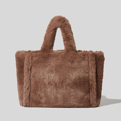 Large Tote Bag Luxury Faux Fur Women Handbags Designer Lady Hand Bags Fluffy Soft Plush Shopper Warm