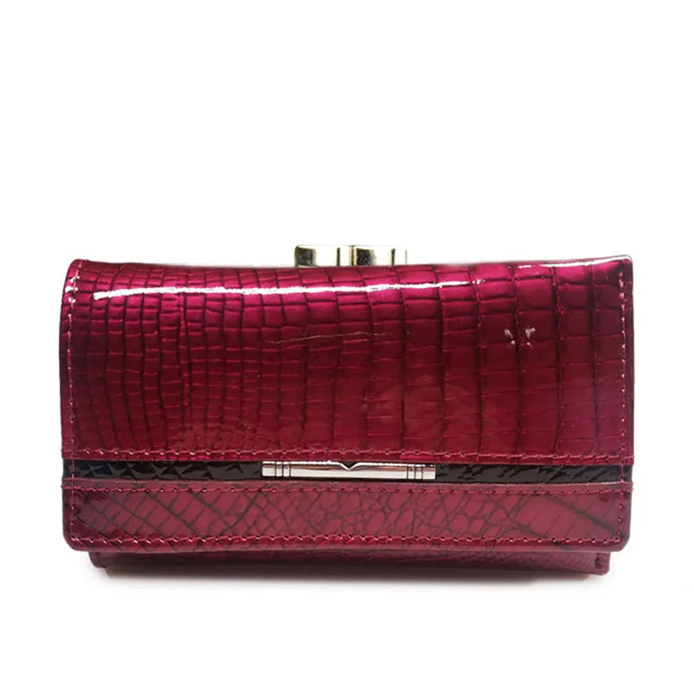 Genuine Leather Crocodile Pattern Clutch Wallet for Women