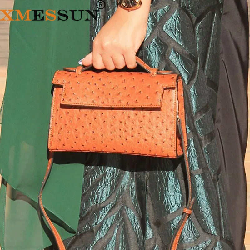 Brand Design Ostrich Leather Women Handbags Large Capacity Shoulder Bag Commuting Ladies Travel