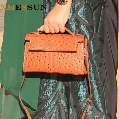 Brand Design Ostrich Leather Women Handbags Large Capacity Shoulder Bag Commuting Ladies Travel