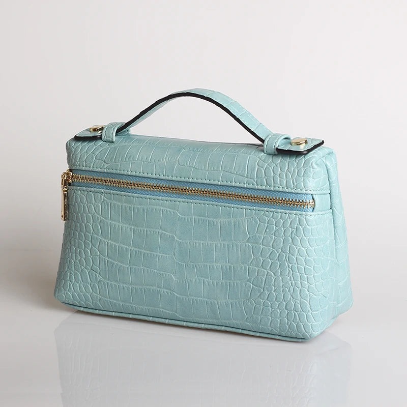 Embossed Leather Makeup Bag – Women's Exotic Pattern Clutch