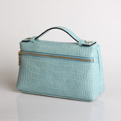 Embossed Leather Makeup Bag – Women's Exotic Pattern Clutch