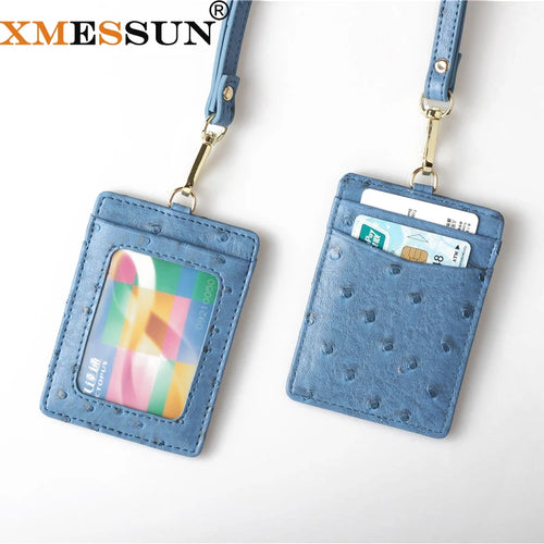Embossed Leather Lanyard Card Holder – ID Badge Wallet
