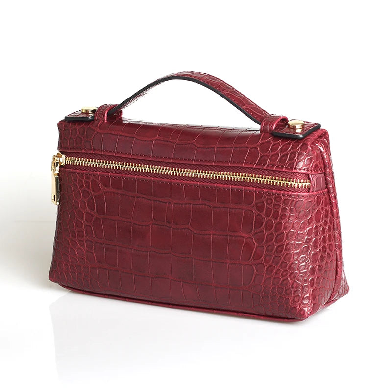 Embossed Leather Makeup Bag – Women's Exotic Pattern Clutch