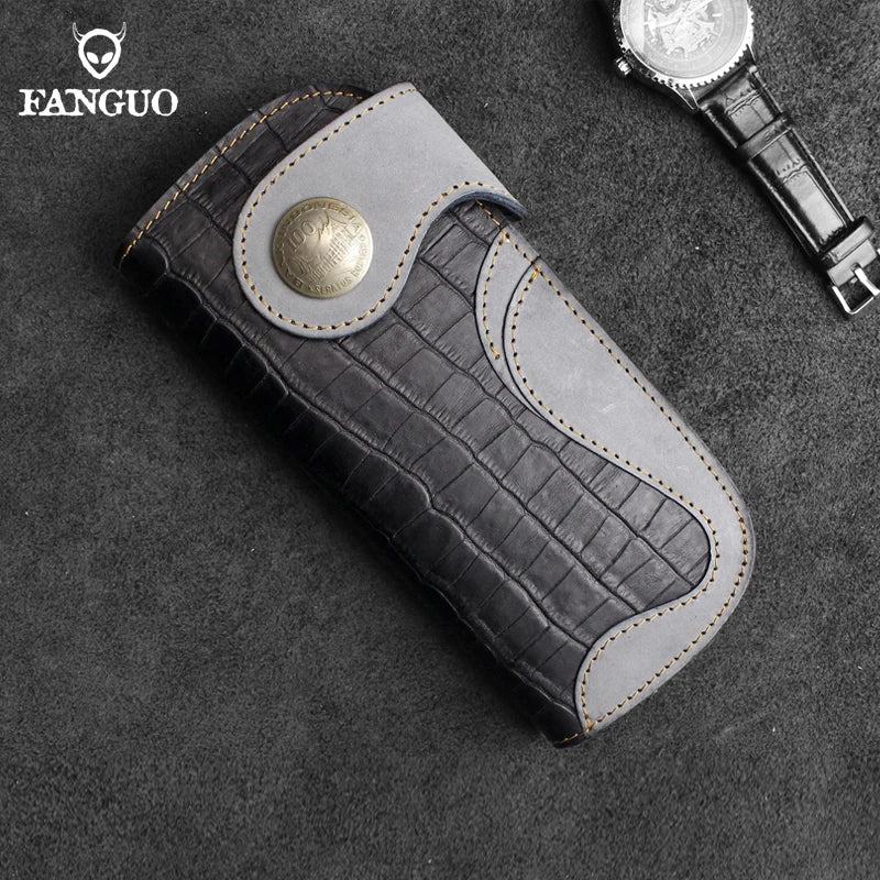 Crocodile Pattern Genuine Leather Long Wallet for Men