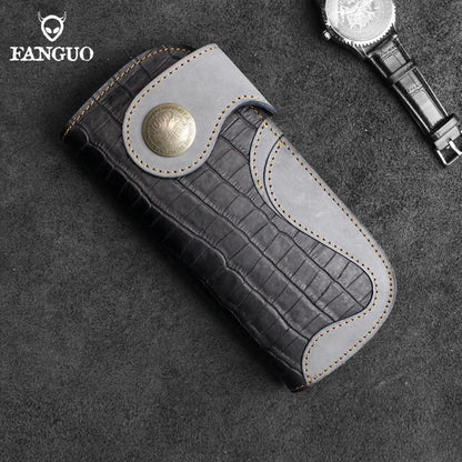 Crocodile Pattern Genuine Leather Long Wallet for Men
