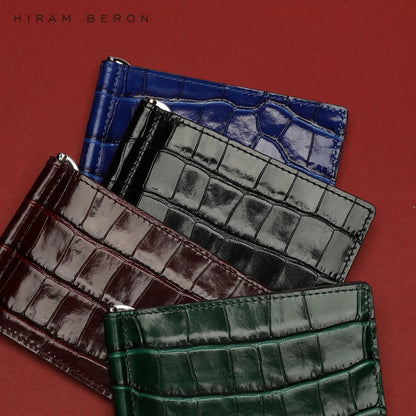 Crocodile Embossed Leather Money Clip Wallet – Men's Slim Card Holder