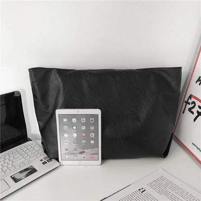 Black Color Oversized Tote Bags Women 2021 Lightweight Big Capacity Soft Leather Shoulder Bag Unisex