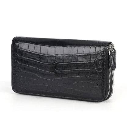 Crocodile Leather Men's Double Zipper Clutch Wallet