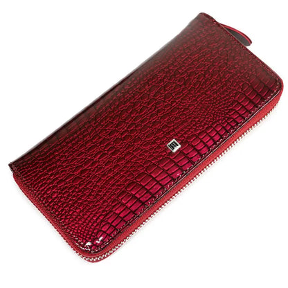 Women's Alligator Embossed Zipper Long Wallet – Wristlet Clutch with Card & Coin Slots