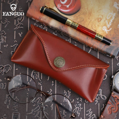 Handmade Genuine Leather Glasses Case – Vintage Floral Embossed