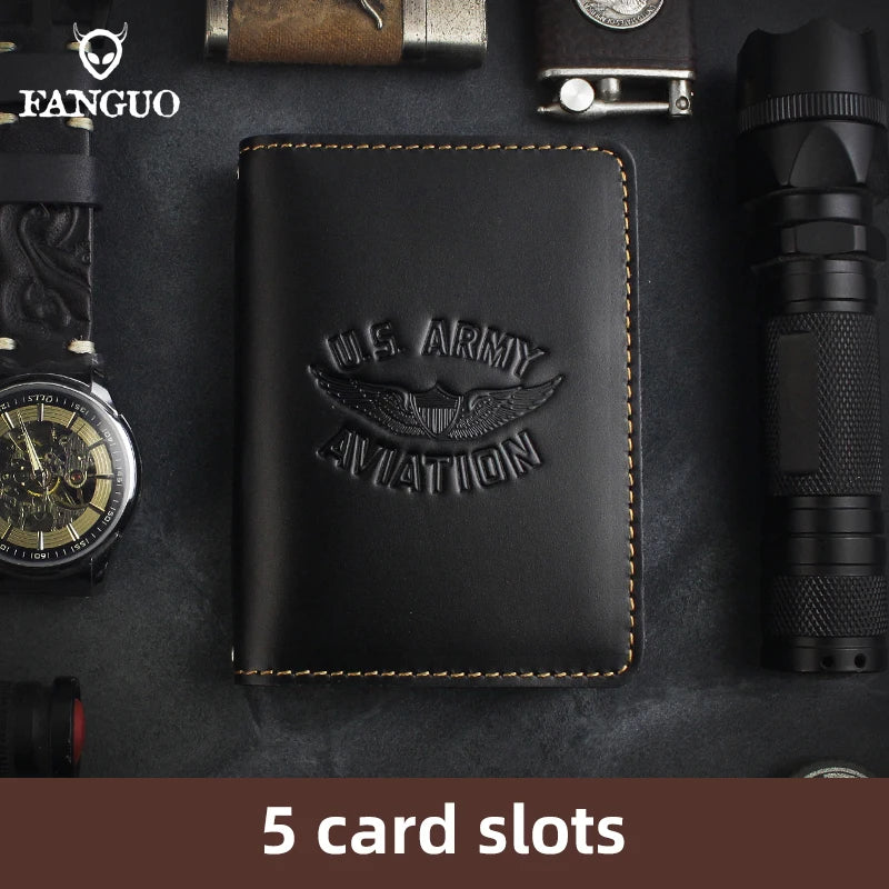 Genuine Leather Card Wallet – Handmade Driver License & Document Holder