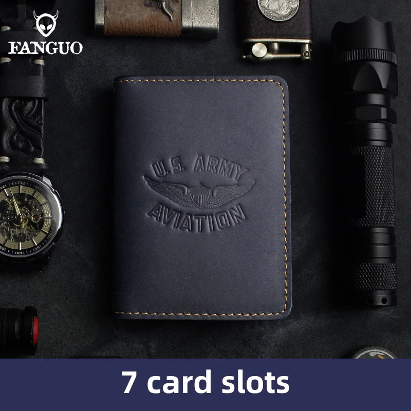Genuine Leather Card Wallet – Handmade Driver License & Document Holder