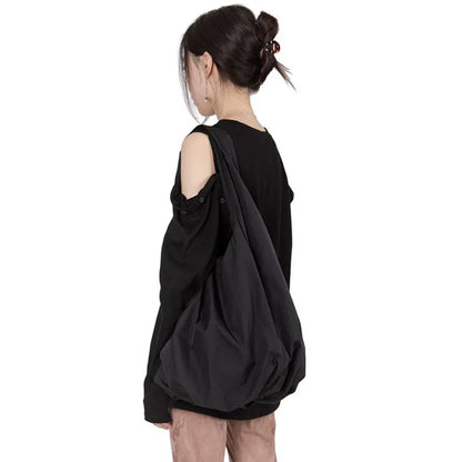 Female Light Farbic Slouch Shopper Bag Teenager Japanese Style Big Capacity Yellow Black Shopping