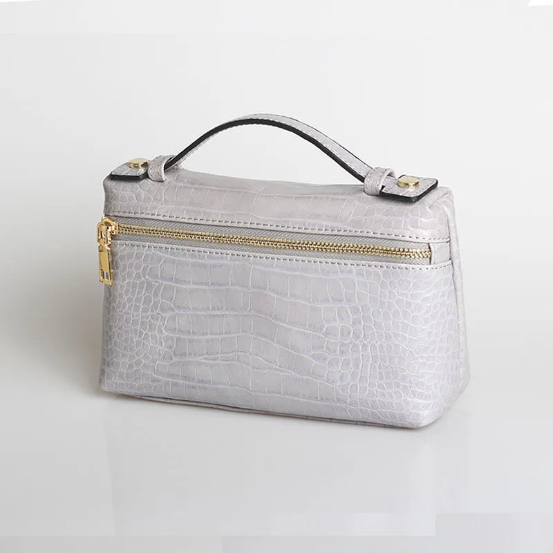Embossed Leather Makeup Bag – Women's Exotic Pattern Clutch