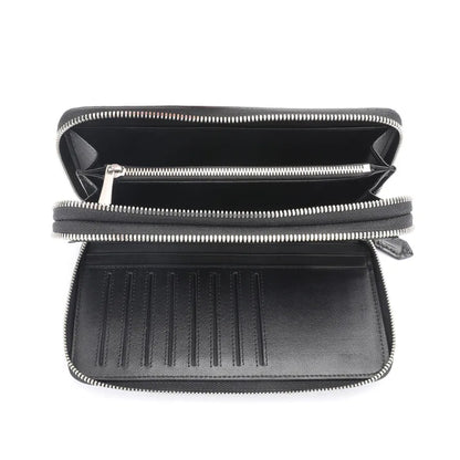 Crocodile Leather Men's Double Zipper Clutch Wallet