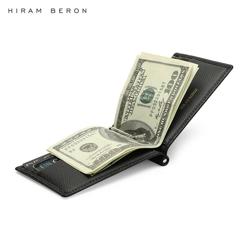 Leather Money Clip Wallet for Men – Hiram Beron Italian Cow Leather
