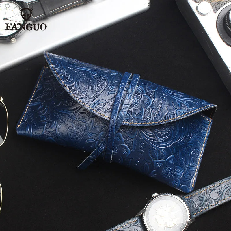 Genuine Leather Foldable Glasses Case for Men