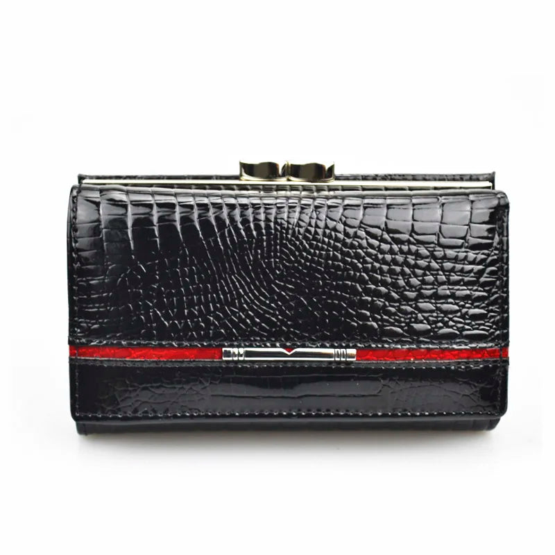 Genuine Leather Crocodile Pattern Clutch Wallet for Women