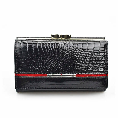 Genuine Leather Crocodile Pattern Clutch Wallet for Women