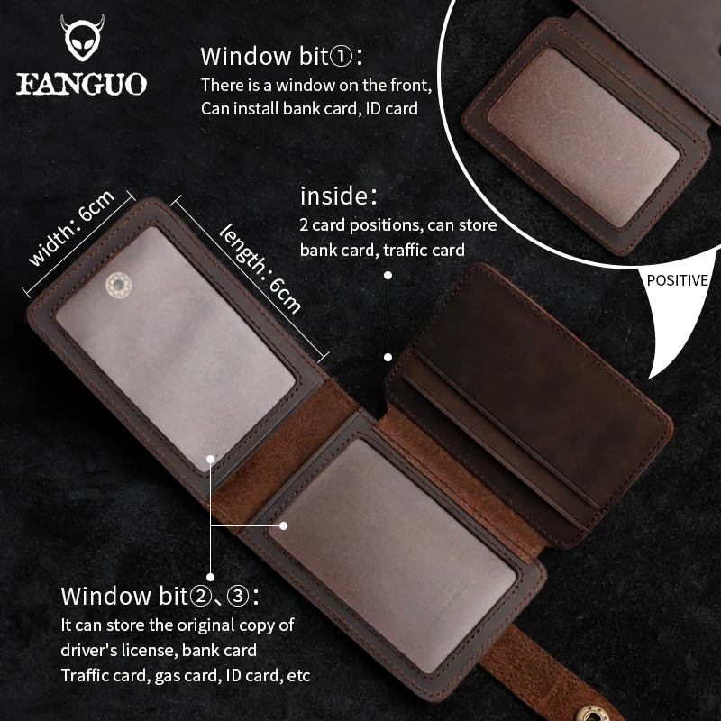 SHIELD Embossed Genuine Leather Driver's License Holder & Card Wallet