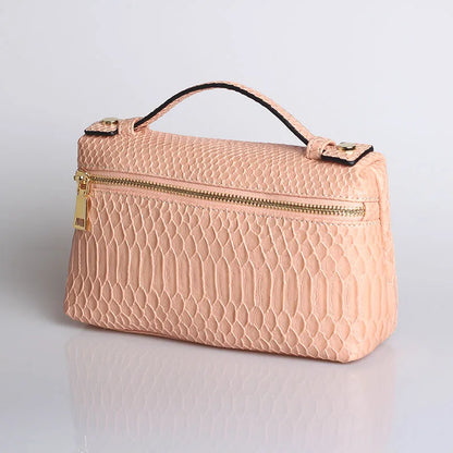 Embossed Leather Makeup Bag – Women's Exotic Pattern Clutch
