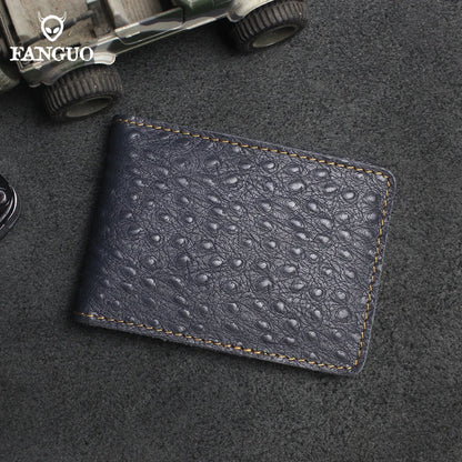 Genuine Leather Ostrich Pattern Driver's License Holder & Card Wallet