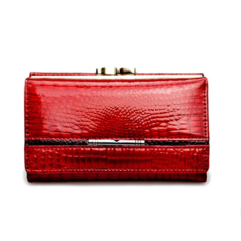 Genuine Leather Crocodile Pattern Clutch Wallet for Women