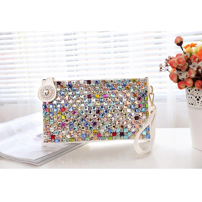 Colorful Rhinestone Women Clutch Bag Designer Luxury Diamond Ladies Evening Chic Shoulder Crossbody