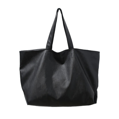 Black Color Oversized Tote Bags Women 2021 Lightweight Big Capacity Soft Leather Shoulder Bag Unisex