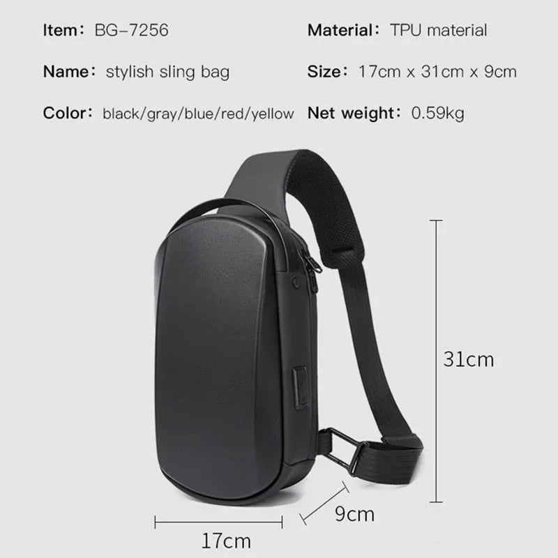 BANGE Crossbody Sling Bag – Waterproof USB Chest Pack for Men
