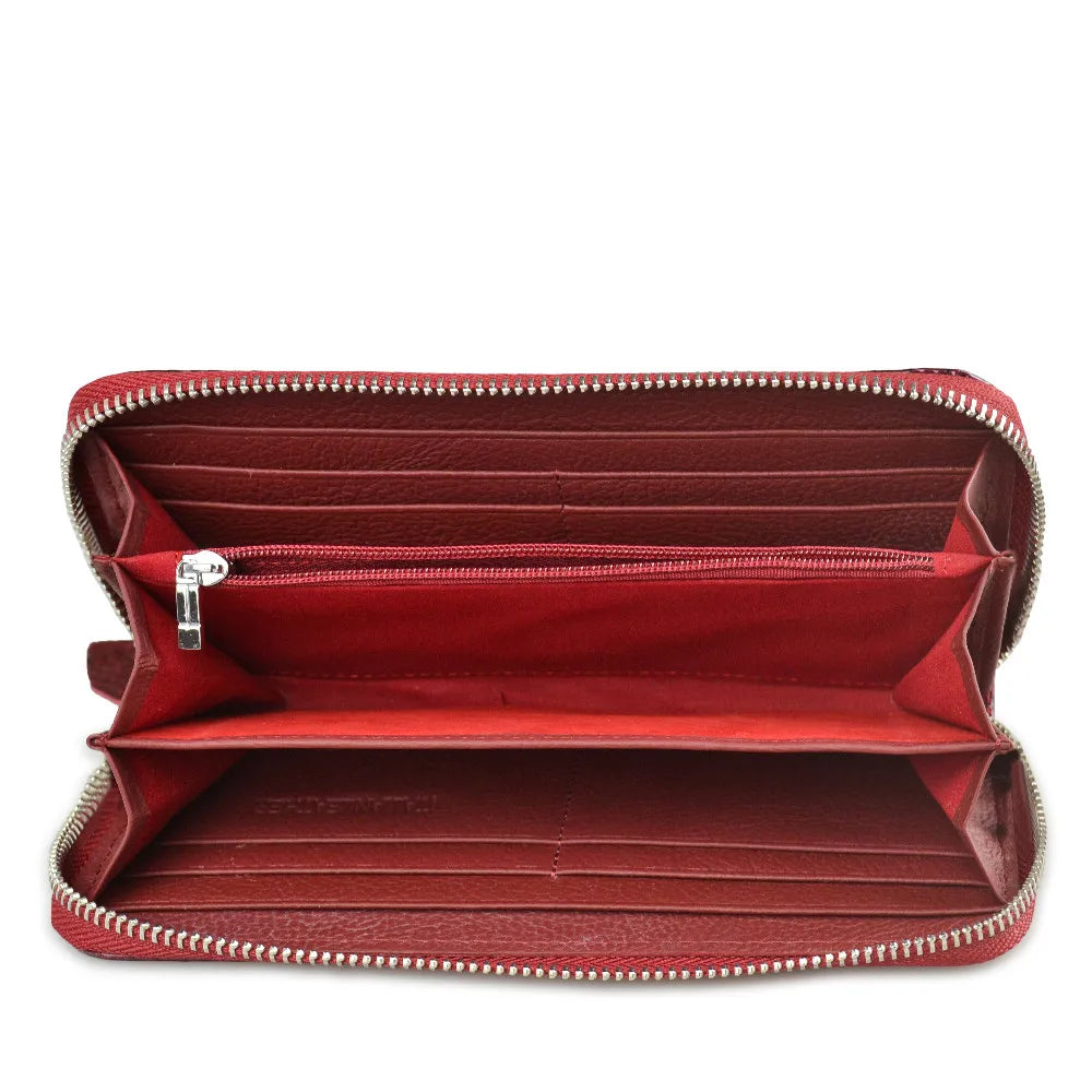 Women's Alligator Embossed Zipper Long Wallet – Wristlet Clutch with Card & Coin Slots