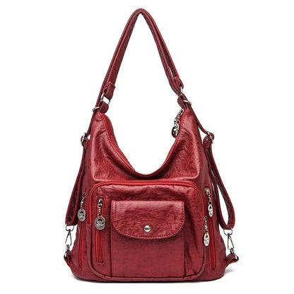 Vintage Women's PU Leather Shoulder Bag – Large Capacity Convertible Handbag