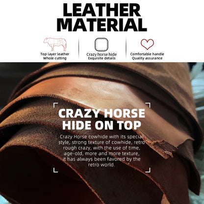 Crazy Horse Leather Men's Wallet – Handmade Cowhide, 6 Card Slots & Coin Purse