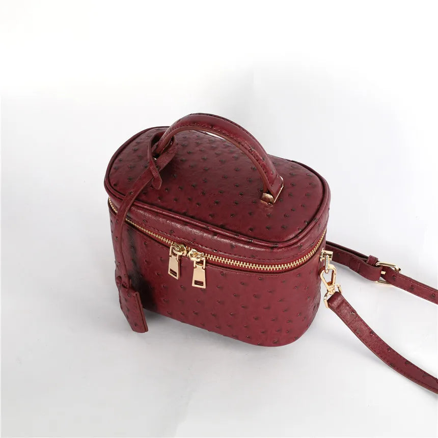 Ostrich & Python Pattern Women's Crossbody Shoulder Bag