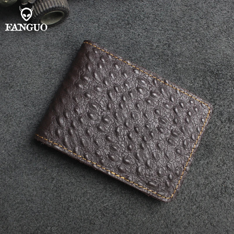 Genuine Leather Ostrich Pattern Driver's License Holder & Card Wallet