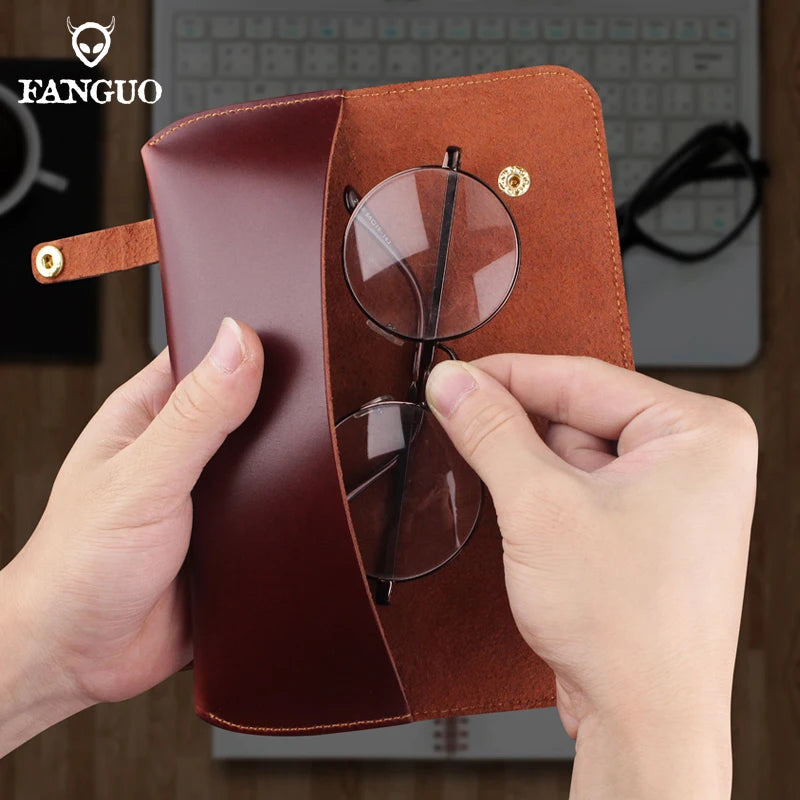 Leather Glasses Case – Handmade Floral Embossed Eyeglasses Pouch